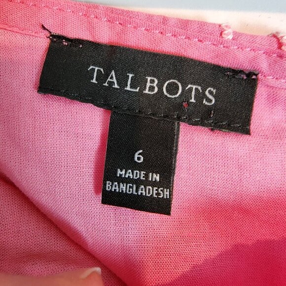 Talbots Puff Sleeve Pink Embroidered Eyelet Dress Shift Dress Preppy Boho sz‎ 6 - Picture 8 of 13
